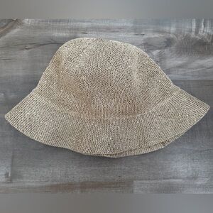 Stylish Tan Sequin Woven Sun Hat